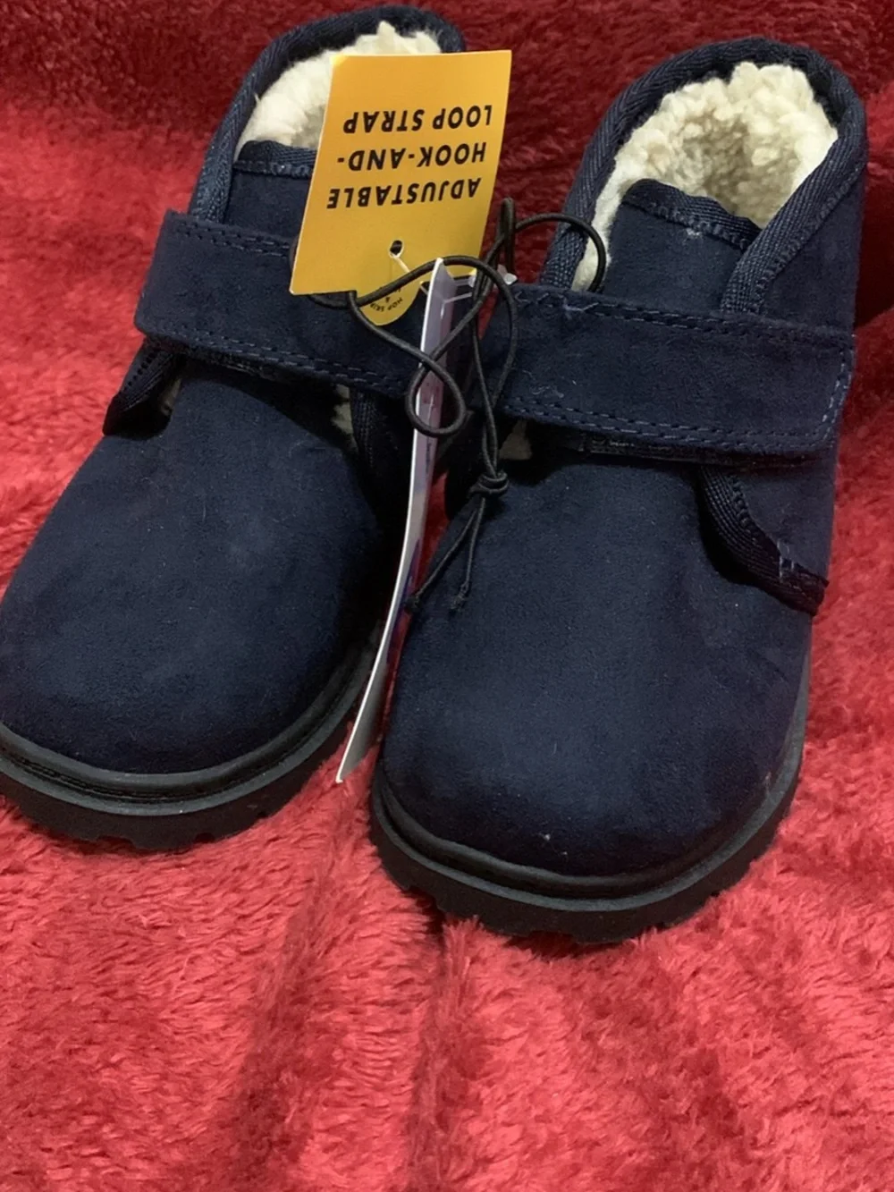 Kids Navy Blue Fleece-Lined Winter Shoes